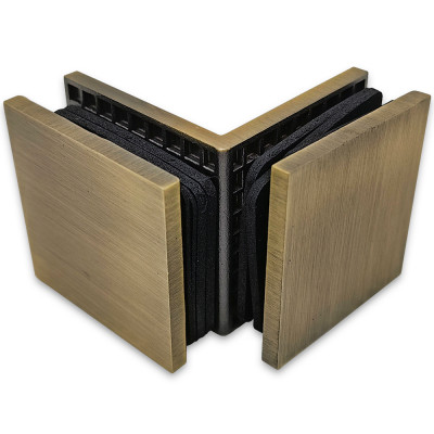 Коннектор для стекла Альфа α FDK-14, стекло-стекло 90°, нержавейка/бронза