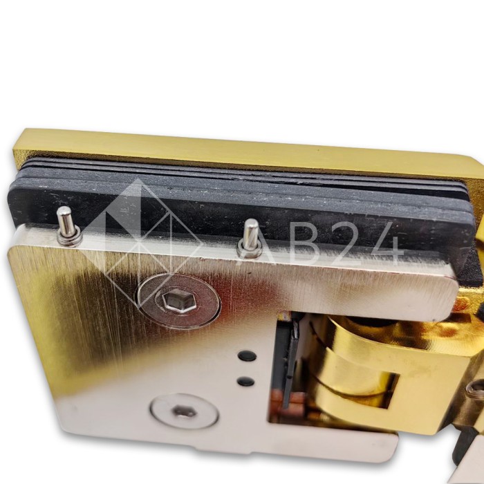 Петля Аврора FDP-185 стекло-стекло 135° с крышками, латунь/брашированное золото