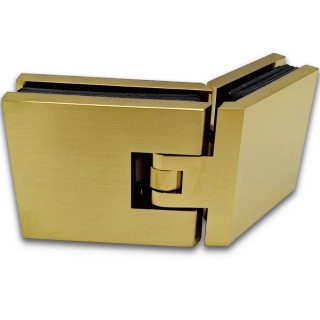 Петля Аврора FDP-185 стекло-стекло 135° с крышками, латунь/брашированное золото