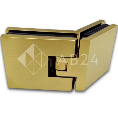 Петля Аврора FDP-185 стекло-стекло 135° с крышками, латунь/брашированное золото