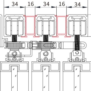 Соединитель трека FDS-175.6, 16 мм для раздвижной системы FDS-17, 6 м, алюминий/черный