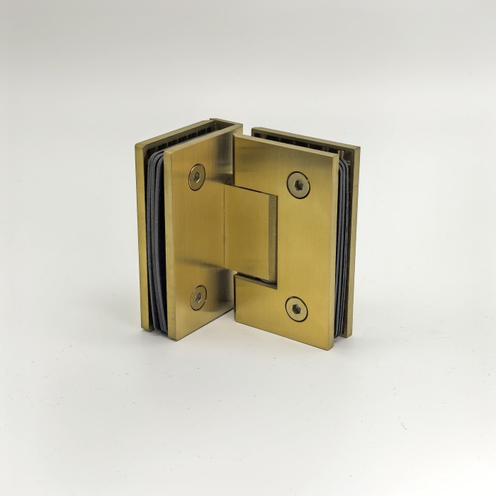 Петля Альфа FDP-13 стекло-стекло 90°, нержавейка/брашированное золото