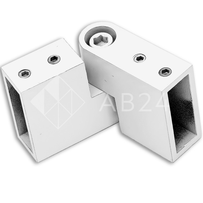 Соединитель FDC-37 трубы 30х10 вертикальный 90°-180°, нержавейка/белый