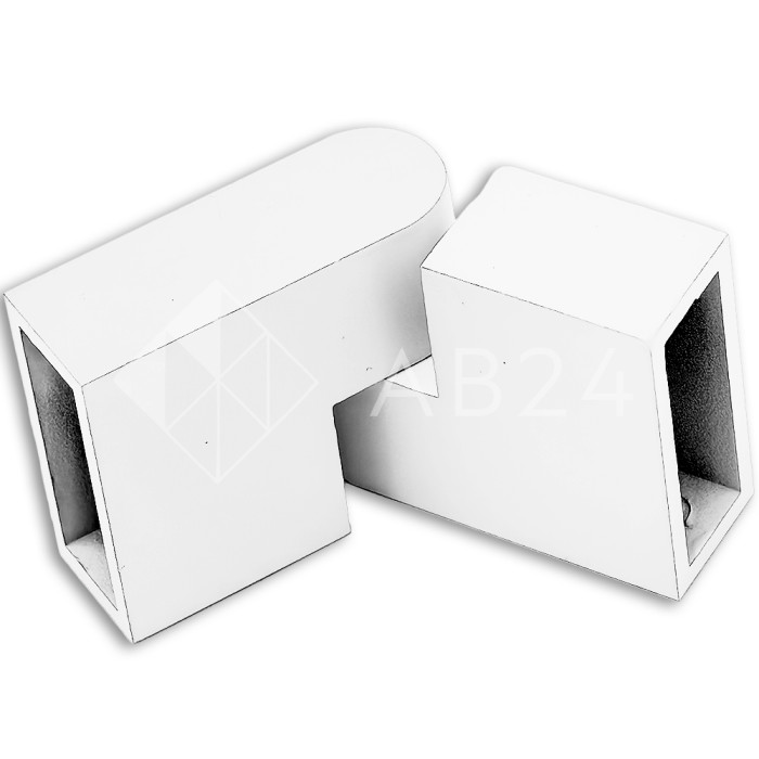 Соединитель FDC-37 трубы 30х10 вертикальный 90°-180°, нержавейка/белый