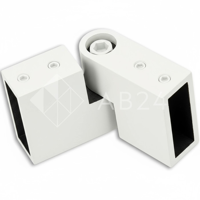 Соединитель FDC-37 трубы 30х10 вертикальный 90°-180°, нержавейка/белый