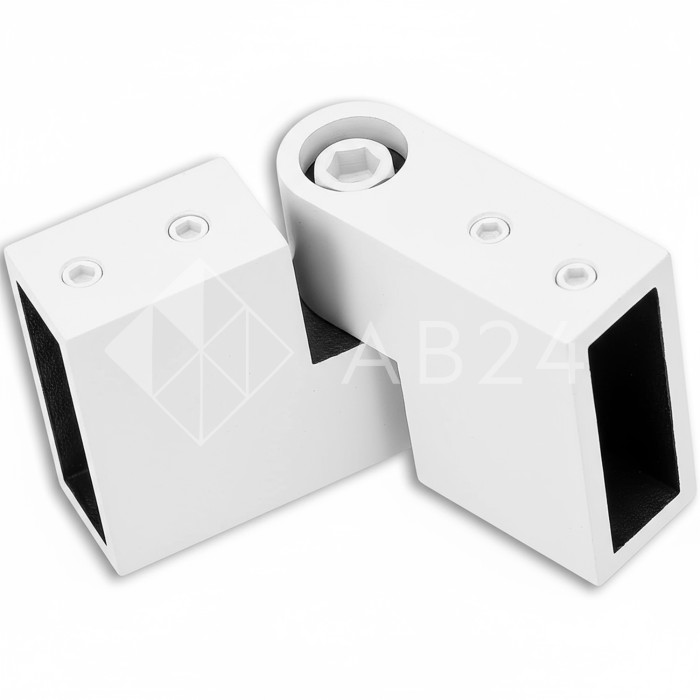 Соединитель FDC-37 трубы 30х10 вертикальный 90°-180°, нержавейка/белый