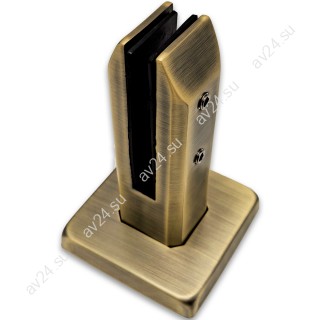 Стойка FOS-02 с дефектом для стекла напольная 95х160 мм без сверления, нержавейка/бронза