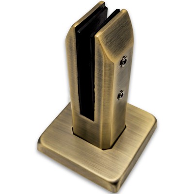 Стойка FOS-02 с дефектом для стекла напольная 95х160 мм без сверления, нержавейка/бронза