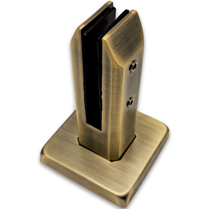 Стойка FOS-02 с дефектом для стекла напольная 95х160 мм без сверления, нержавейка/бронза