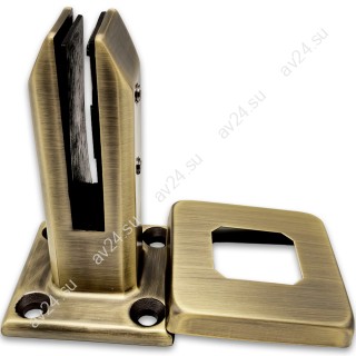 Стойка FOS-02 с дефектом для стекла напольная 95х160 мм без сверления, нержавейка/бронза