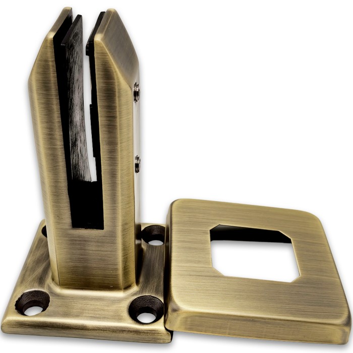 Стойка FOS-02 с дефектом для стекла напольная 95х160 мм без сверления, нержавейка/бронза