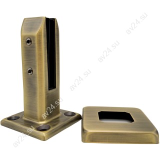 Стойка FOS-02 с дефектом для стекла напольная 95х160 мм без сверления, нержавейка/бронза