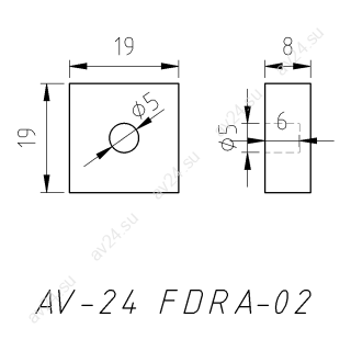Заглушка квадратная FDRA-02 для ручки скобы 19х19 мм, нержавейка/черный