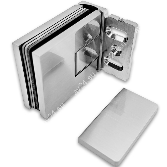 Петля Сирена FDP-210 стена-стекло 90° с крышками с бок. креплением, латунь/матовый