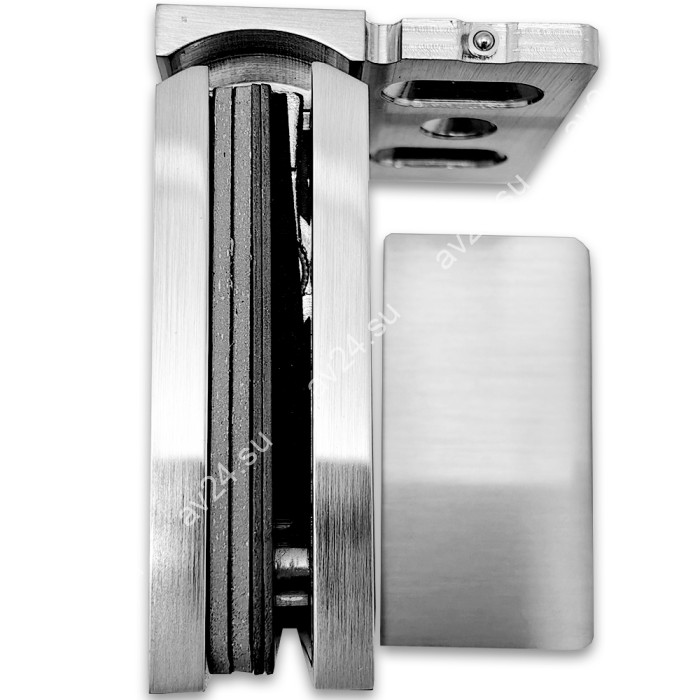 Петля Сирена FDP-210 стена-стекло 90° с крышками с бок. креплением, латунь/матовый