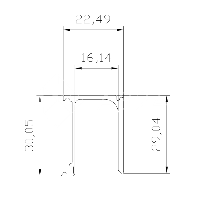 Крепления неподвижного стекла FDS-155.2 к треку для системы FDS-15 длиной 2 м, алюминий/анодированный