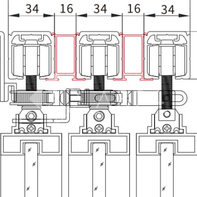 Соединитель трека FDS-175.2, 16 мм для раздвижной системы FDS-17, 2 м, алюминий/черный