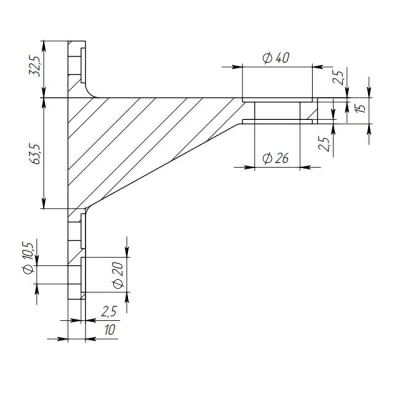 Крепление рутеля FN-130 к стойке алюминиевого фасада M14, нержавейка/матовый