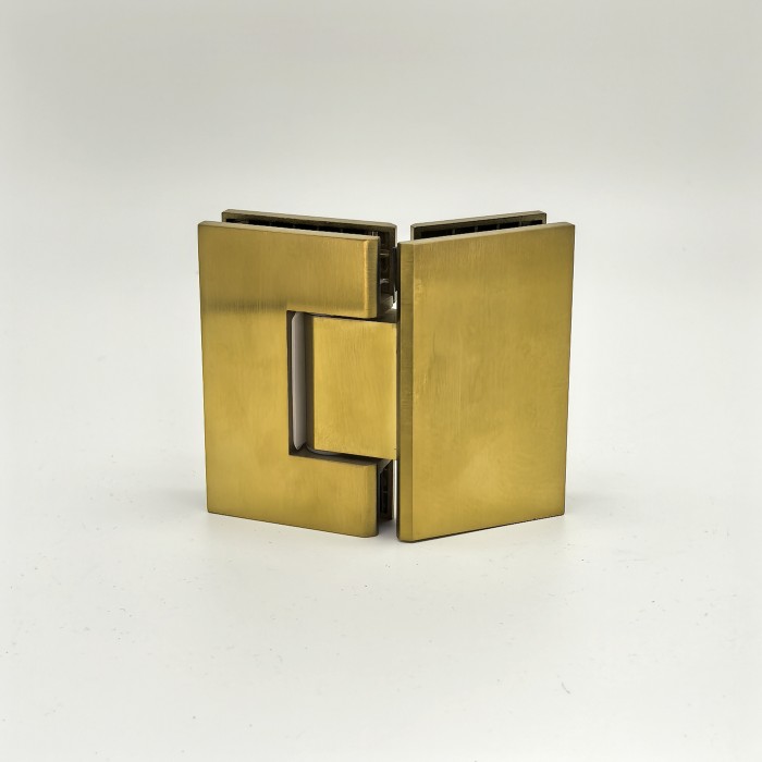 Петля Альфа FDP-14 стекло-стекло 135°, нержавейка/брашированное золото