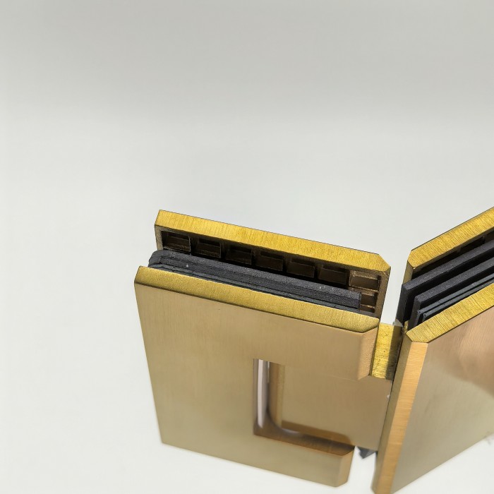 Петля Альфа FDP-14 стекло-стекло 135°, нержавейка/брашированное золото