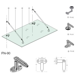 Крепление тяги (ванта) FN-90 к стене М10, рутель, нержавейка/матовый