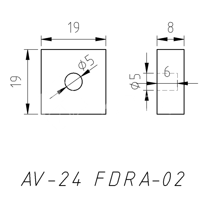 Заглушка квадратная FDRA-02 для ручки скобы 19х19 мм, нержавейка/полированный
