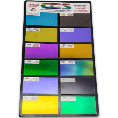 Набор дихроичного стекла для фьюзинга CBS Dichroic CRINKLIZED COE 96 на прозрачной основе (12 шт)