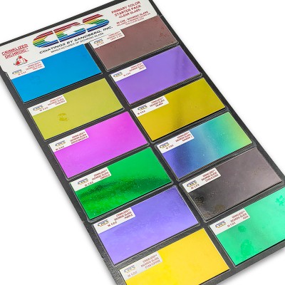 Набор дихроичного стекла для фьюзинга CBS Dichroic CRINKLIZED COE 96 на прозрачной основе (12 шт)