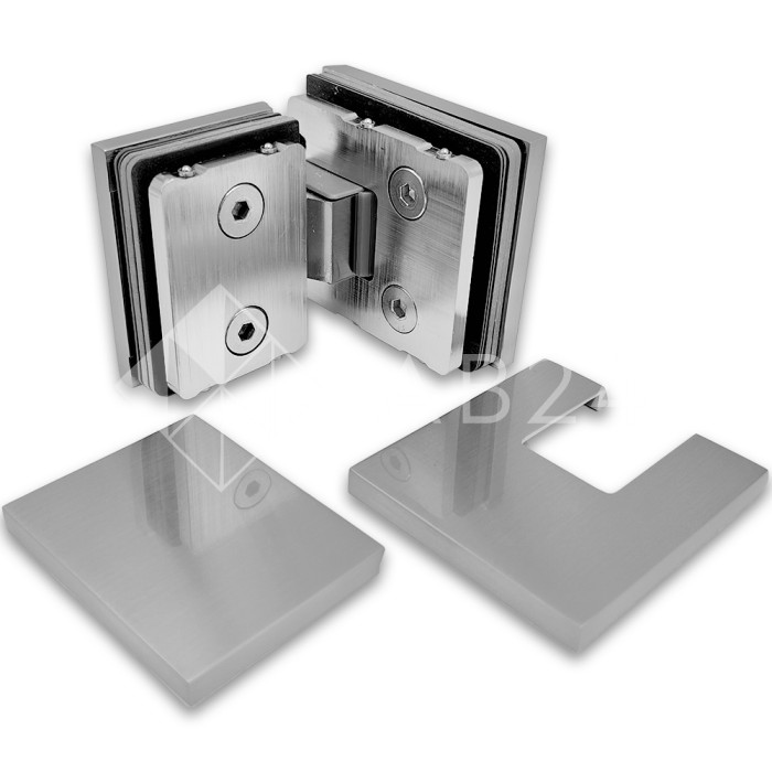 Петля Сирена FDP-212 стекло-стекло 180° с крышками, латунь/матовый