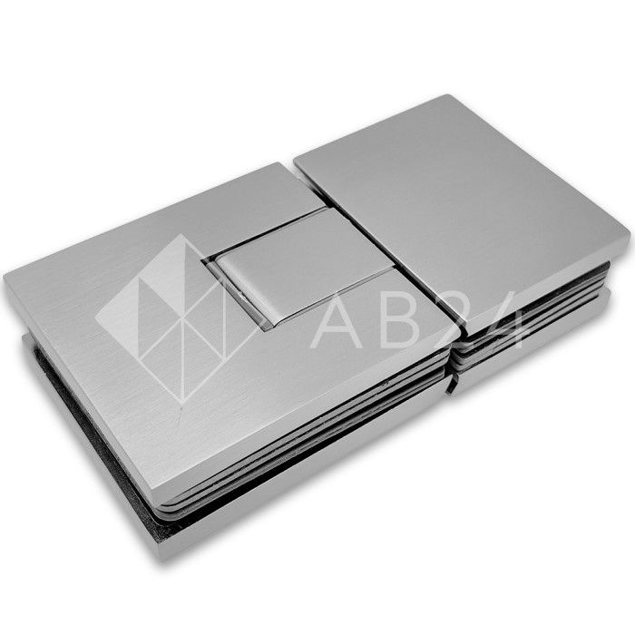 Петля Сирена FDP-212 стекло-стекло 180° с крышками, латунь/матовый