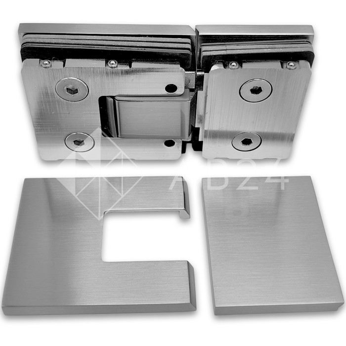 Петля Сирена FDP-212 стекло-стекло 180° с крышками, латунь/матовый