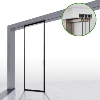 Комплект раздвижной системы Диона DSK-190.1.1 AL/BN на 1 дверь (1+0) скрытое крепление в потолок, коричневый