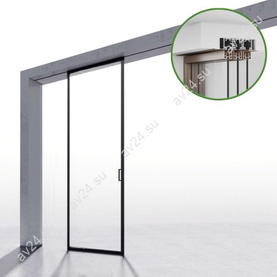 Комплект раздвижной системы DSK-190.1.1 AL/BN на 1 дверь (1+0) скрытое крепление в потолок, коричневый