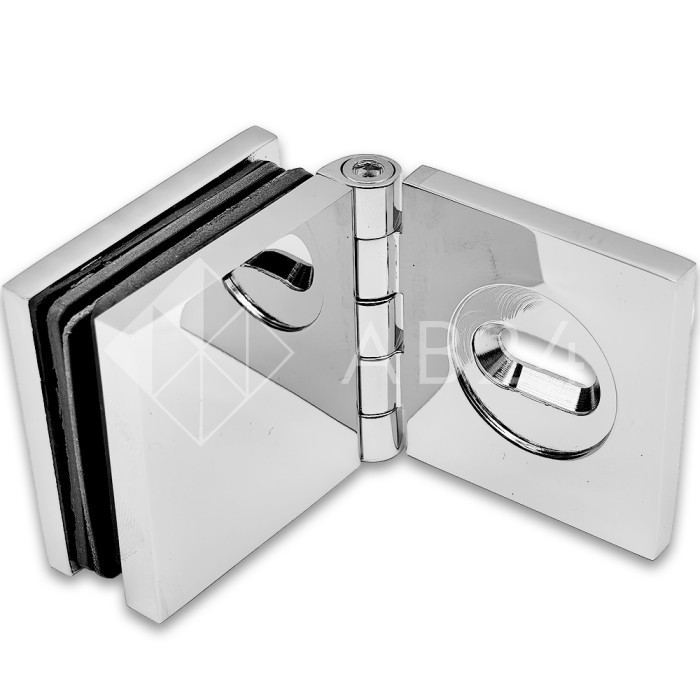 Коннектор для стекла Пегас FDK-100, 45x45 мм стена-стекло 0°-180°, латунь/хром