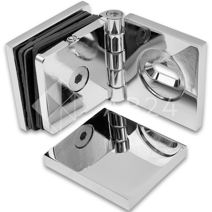 Коннектор для стекла Пегас FDK-100, 45x45 мм стена-стекло 0°-180°, латунь/хром