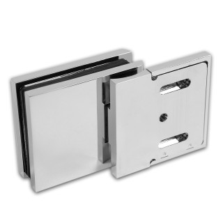 Петля Аврора FDP-180 стена-стекло 90° с крышками, латунь/хром