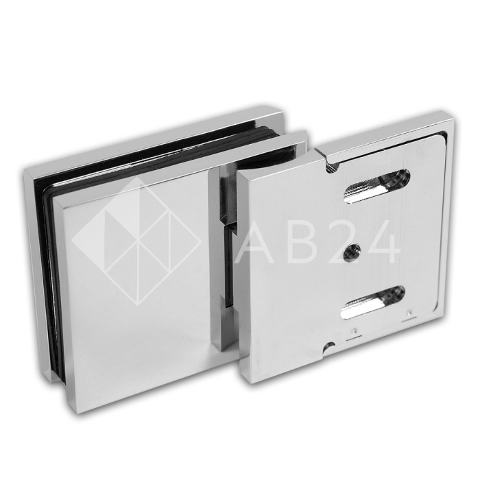 Петля Аврора FDP-180 стена-стекло 90° с крышками, латунь/хром