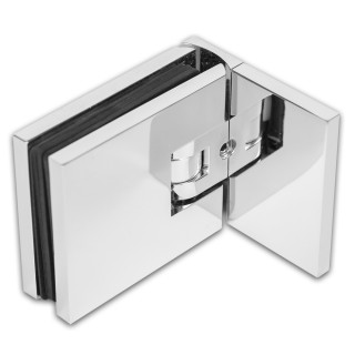 Петля Аврора FDP-180 стена-стекло 90° с крышками, латунь/хром