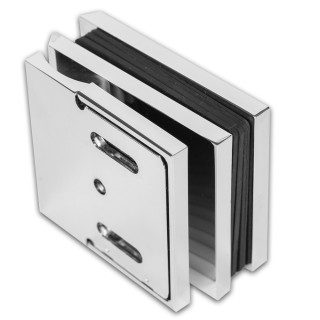 Петля Аврора FDP-180 стена-стекло 90° с крышками, латунь/хром