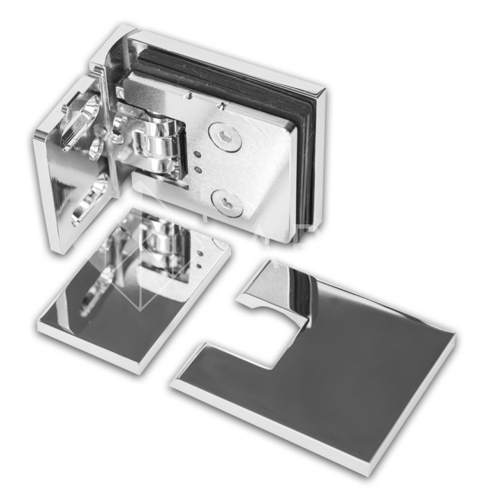 Петля Аврора FDP-180 стена-стекло 90° с крышками, латунь/хром