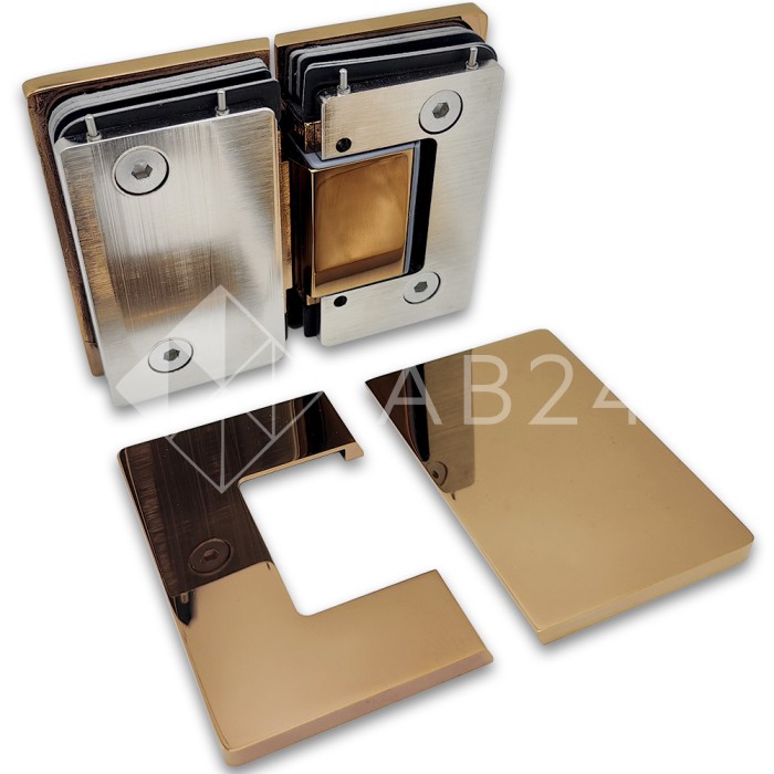 Петля Афина FDP-132 стекло-стекло 180°, латунь/розовое золото