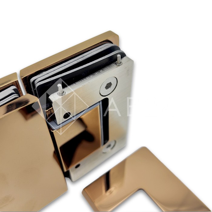 Петля Афина FDP-132 стекло-стекло 180°, латунь/розовое золото