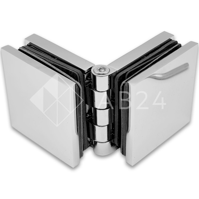 Коннектор для стекла Пегас FDK-101, 45х45 мм стекло-стекло 0°-180°, латунь/хром