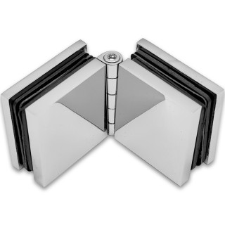 Коннектор для стекла Пегас FDK-101, 45х45 мм стекло-стекло 0°-180°, латунь/хром