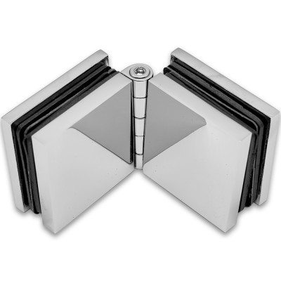 Коннектор для стекла Пегас FDK-101, 45х45 мм стекло-стекло 0°-180°, латунь/хром