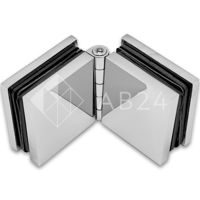 Коннектор для стекла Пегас FDK-101, 45х45 мм стекло-стекло 0°-180°, латунь/хром