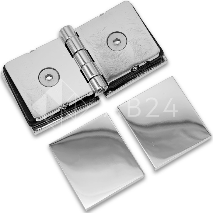 Коннектор для стекла Пегас FDK-101, 45х45 мм стекло-стекло 0°-180°, латунь/хром