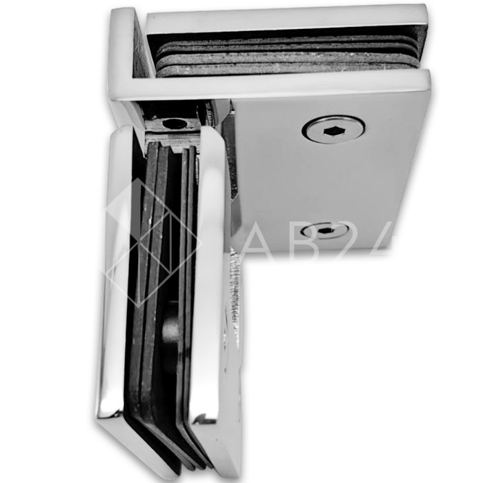 Петля Альфа α FDP-153 Премиум стекло-стекло 90°, нержавейка/полированный