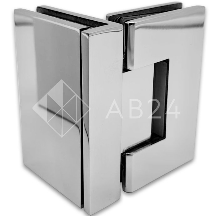 Петля Альфа α FDP-153 Премиум стекло-стекло 90°, нержавейка/полированный