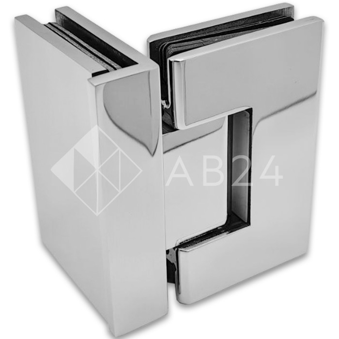 Петля Альфа α FDP-153 Премиум стекло-стекло 90°, нержавейка/полированный